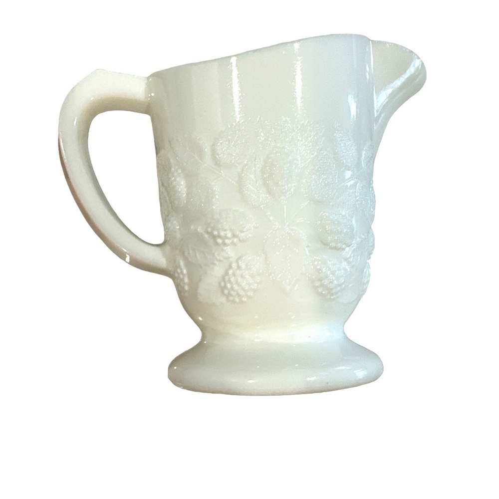 Vintage milk glass Blackberry pattern footed Creamer Milk Glass EAPG